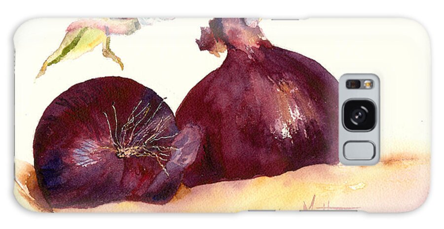 Red Onions Galaxy Case featuring the painting Still Life With Red Onions by Karen Mattson