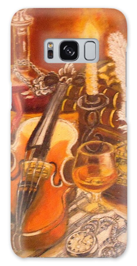 Still Life Galaxy Case featuring the painting Still Life with Violin and Candle by Greta Gartner