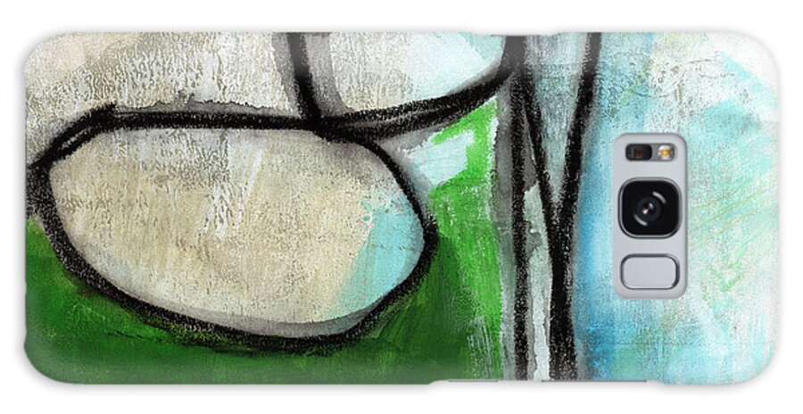 Green Galaxy Case featuring the painting Stones- Green and Blue Abstract by Linda Woods
