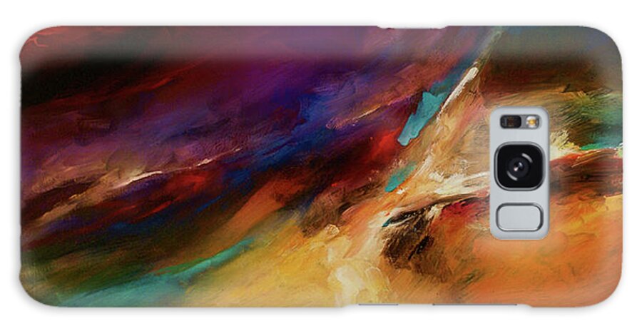 Abstract Design Galaxy Case featuring the painting Storm at sea by Michael Lang