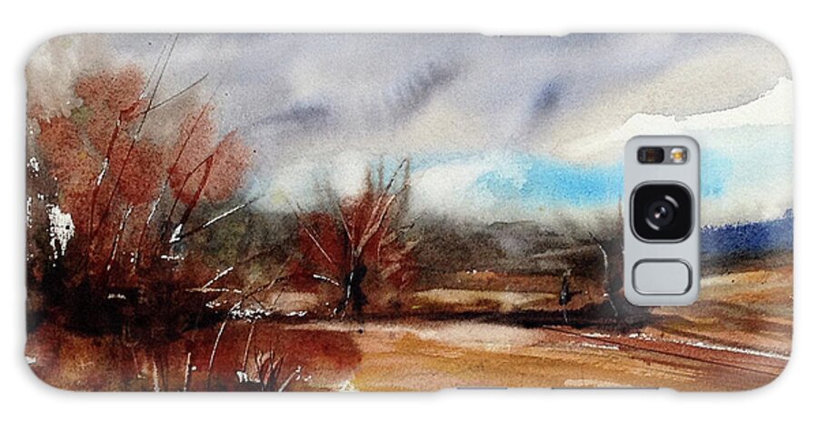 Watercololor Galaxy Case featuring the painting Storm Clouds on the Lane by Judith Levins