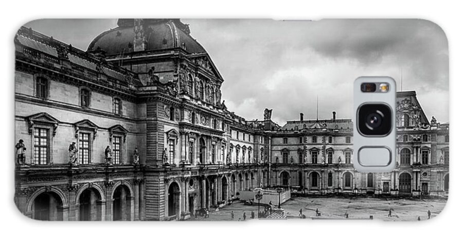 Black And White Galaxy Case featuring the photograph Storm Clouds Over the Louvre, Paris by Liesl Walsh