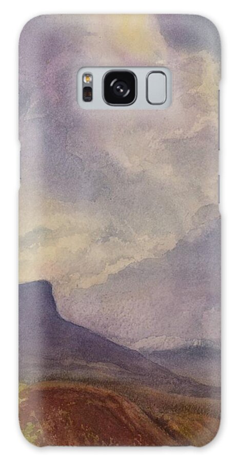 Watercolor Plein Air Galaxy Case featuring the painting Storm over Pedernal by Victoria Lisi