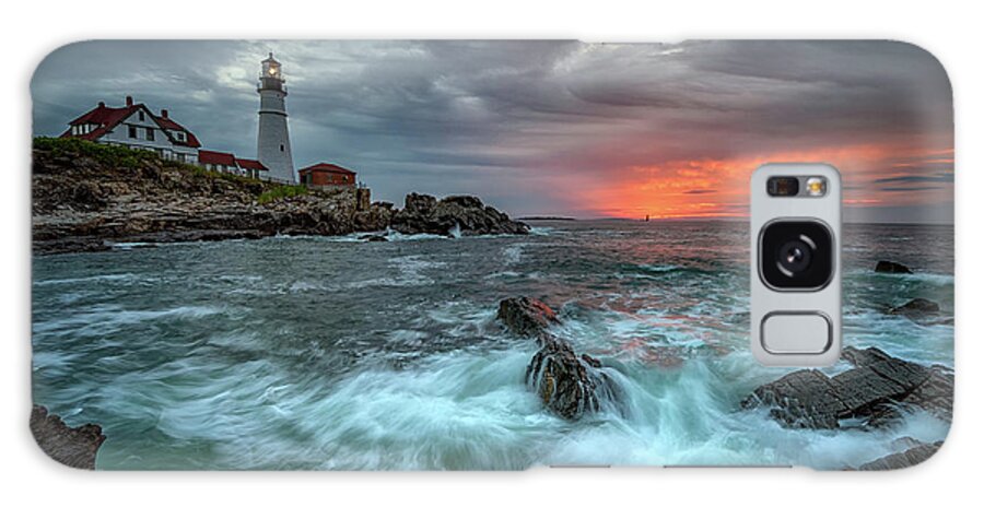 Portland Head Lighthouse Galaxy Case featuring the photograph Stormy Sunrise at Portland Head by Rick Berk