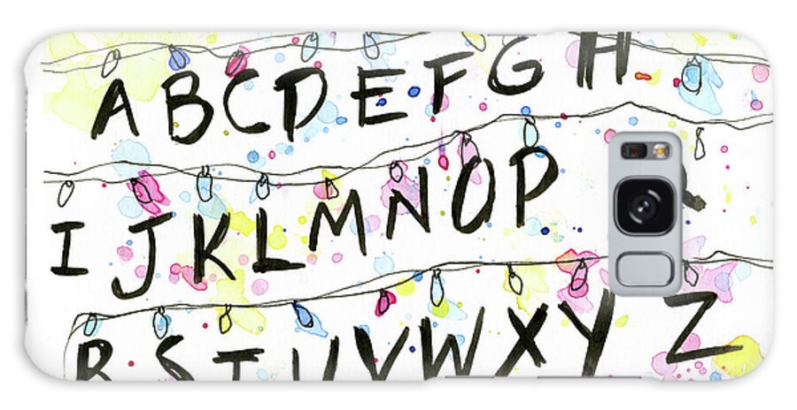 Lights Galaxy Case featuring the painting Stranger Things Alphabet Wall Christmas Lights by Olga Shvartsur