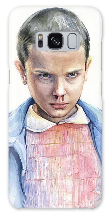 Strager Things Galaxy Case featuring the painting Stranger Things Eleven Portrait by Olga Shvartsur
