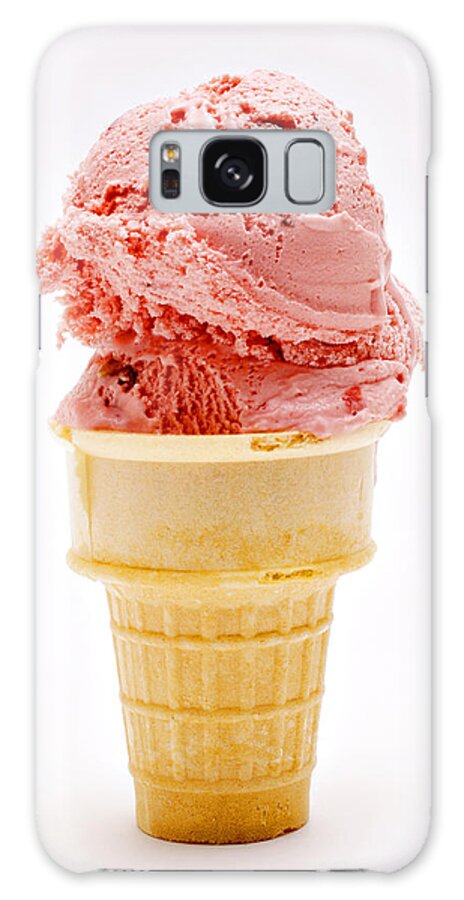 Ice Cream Galaxy Case featuring the photograph Strawberry Cherry Ice Cream Cone by Donald Erickson