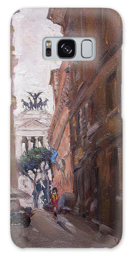 Rome Galaxy Case featuring the painting Street at Piazza Venezia Rome by Ylli Haruni