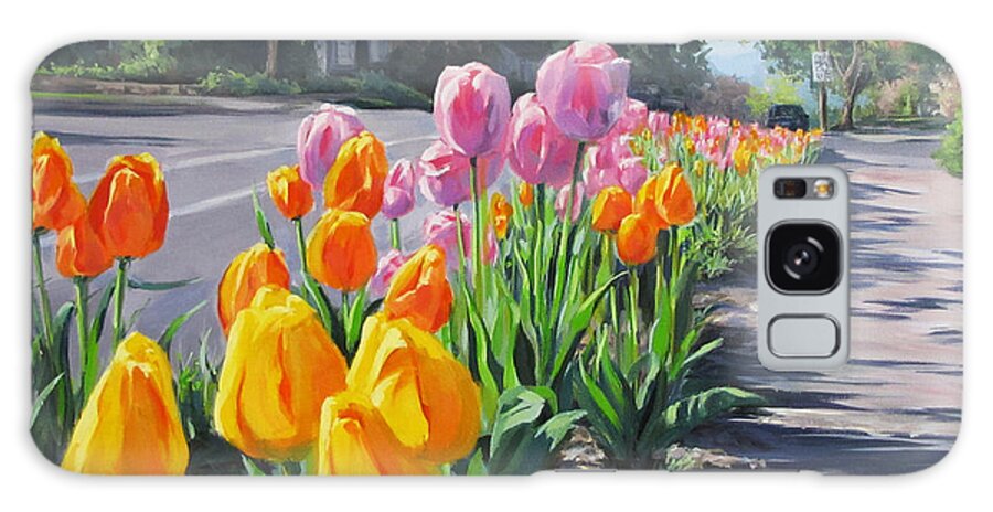 Large Galaxy Case featuring the painting Street Tulips by Karen Ilari