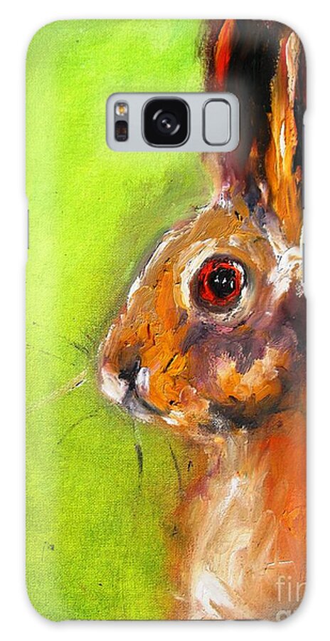 Hare Galaxy Case featuring the painting paintings of hares hello mr hare -Stretched wall art print of irish hare by Mary Cahalan Lee - aka PIXI