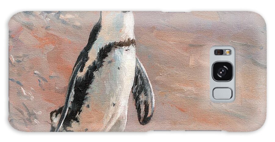 Penguin Galaxy Case featuring the painting Stroll Along The Beach by David Stribbling