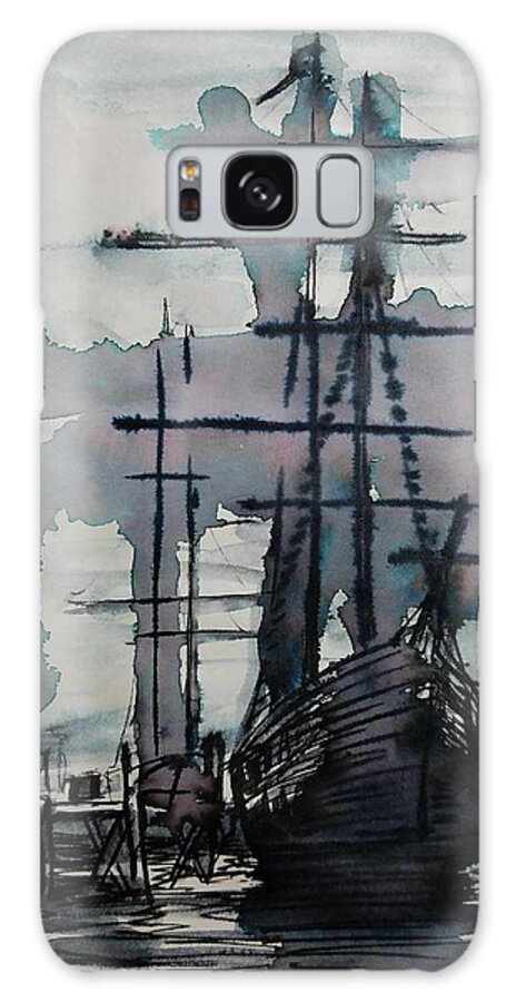 Sailing Ship Galaxy Case featuring the drawing Study for Sailing Vessel Pandora by Vic Delnore