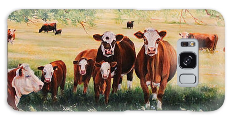 Cattle Print Galaxy Case featuring the painting Summer Pastures by Toni Grote