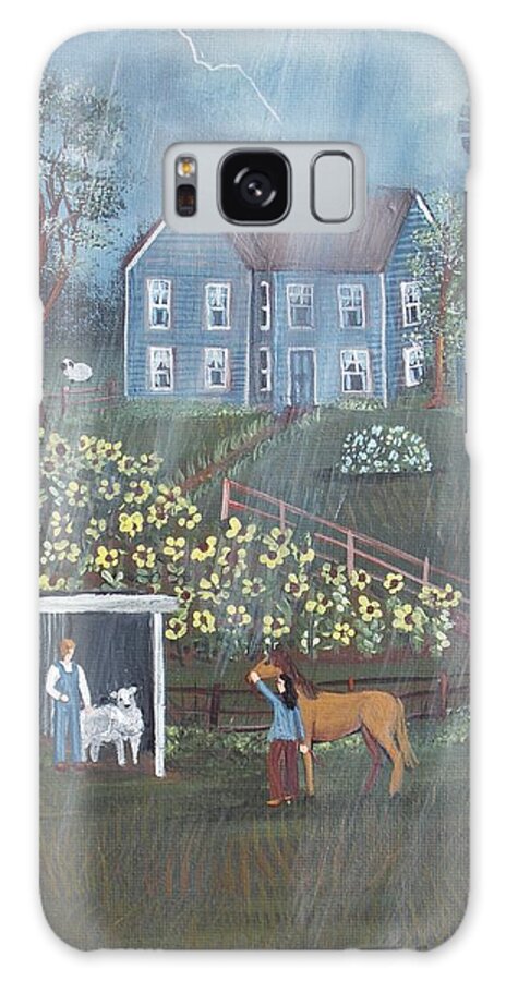 Farm Galaxy Case featuring the painting Summer Rain by Virginia Coyle