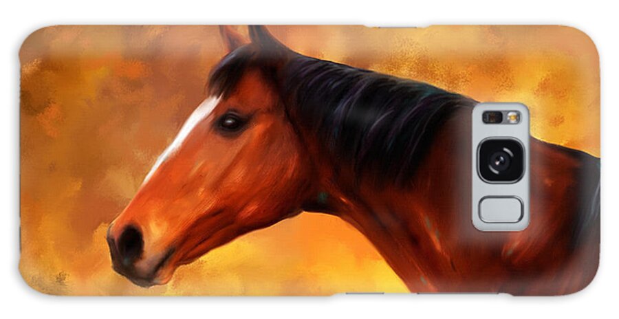 Horse Galaxy Case featuring the painting Summers End Quarter Horse Painting by Michelle Wrighton