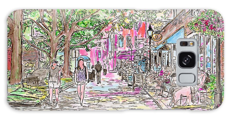 Newburyport Galaxy S8 Case featuring the drawing Summertime in Newburyport, Massachusetts by Michele A Loftus