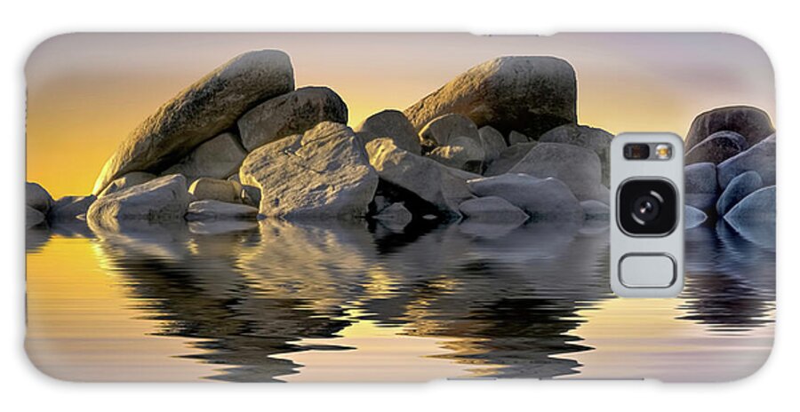 Beautiful Galaxy Case featuring the photograph Sun Bathed Rocks by Maria Coulson