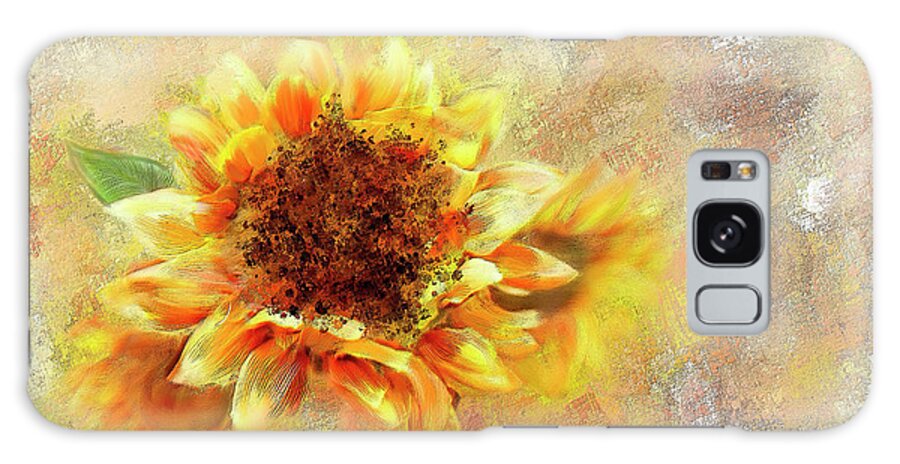 Sunflowers Galaxy Case featuring the mixed media Sunflower On Fire by Mary Timman