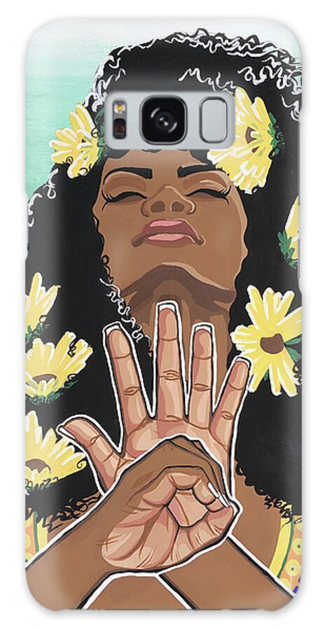 Dashiki Galaxy Case featuring the painting Sunflowers and Dashiki by Alisha Lewis