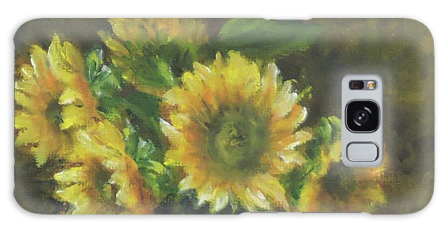 Classical Floral Galaxy Case featuring the painting Sunflowers by Katalin Luczay