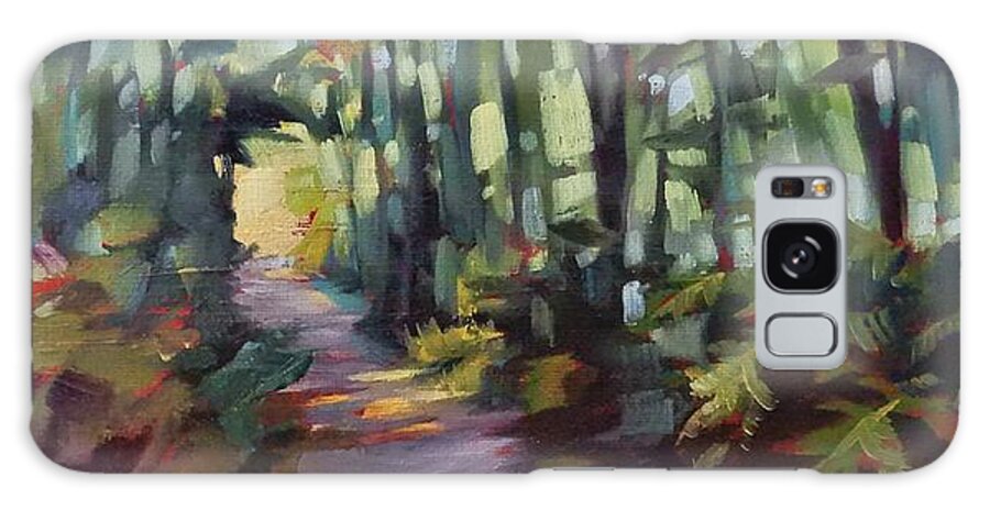 Outdoors Galaxy Case featuring the painting Sunlight on the Horizon by K M Pawelec