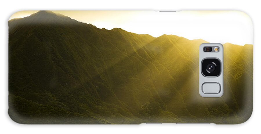 Bright Galaxy Case featuring the photograph Sunlight over Kualoa Ranch by Dana Edmunds - Printscapes