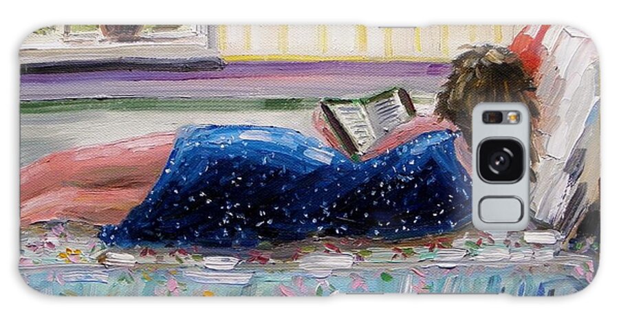 Girl Galaxy Case featuring the painting Sunny Reading by John Williams