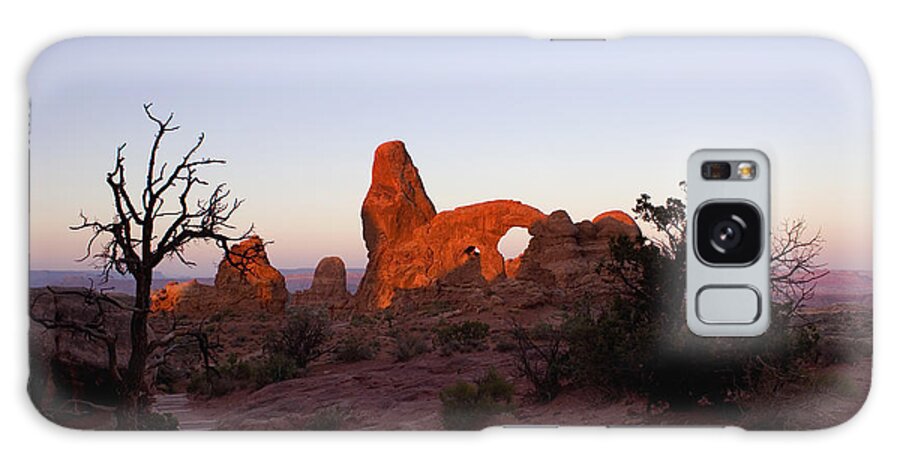 Tower Arch Galaxy Case featuring the photograph Sunrise at Tower Arch by Ellen Heaverlo