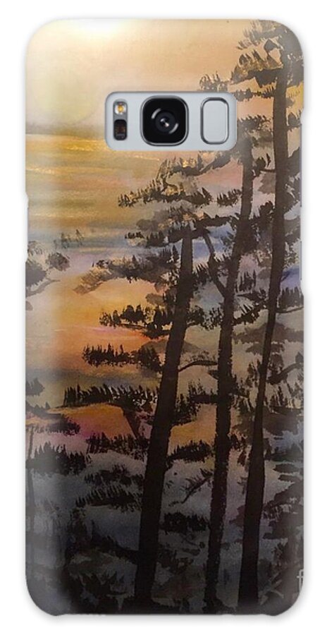 Sunrise Landscape Lake Ocean Trees Chinese Galaxy Case featuring the painting Sunrise by Carol DENMARK