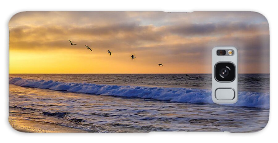 Newport Beach Galaxy Case featuring the photograph Sunrise Flight by Pamela Newcomb