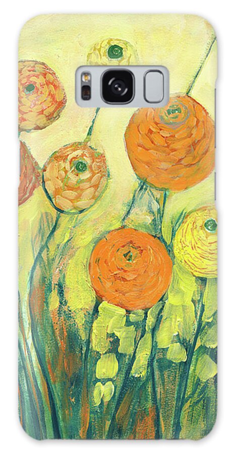 Zinnia Galaxy Case featuring the painting Sunrise in Bloom by Jennifer Lommers