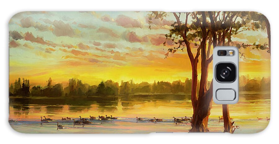 Landscape Galaxy Case featuring the painting Sunrise on the Columbia by Steve Henderson