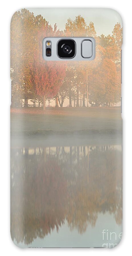 Sunrise Galaxy Case featuring the photograph Sunrise Steam with Autumn Trees by Tamara Becker