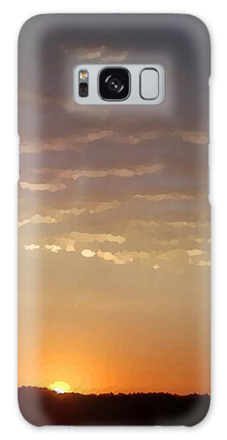 Nature Galaxy Case featuring the mixed media Sunrise with Windmill by Shelli Fitzpatrick