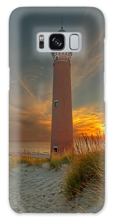 Lighthouse Galaxy Case featuring the photograph Sunset at Petite Pointe Au Sable by Susan Rissi Tregoning