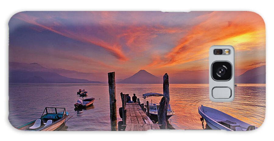 Guatemala Galaxy Case featuring the photograph Sunset at the Panajachel Pier on Lake Atitlan, Guatemala by Sam Antonio