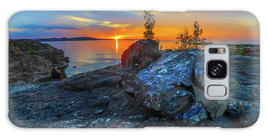 Presque Isle Galaxy Case featuring the photograph Sunset Black Rocks Marquette Michigan -7491 by Norris Seward