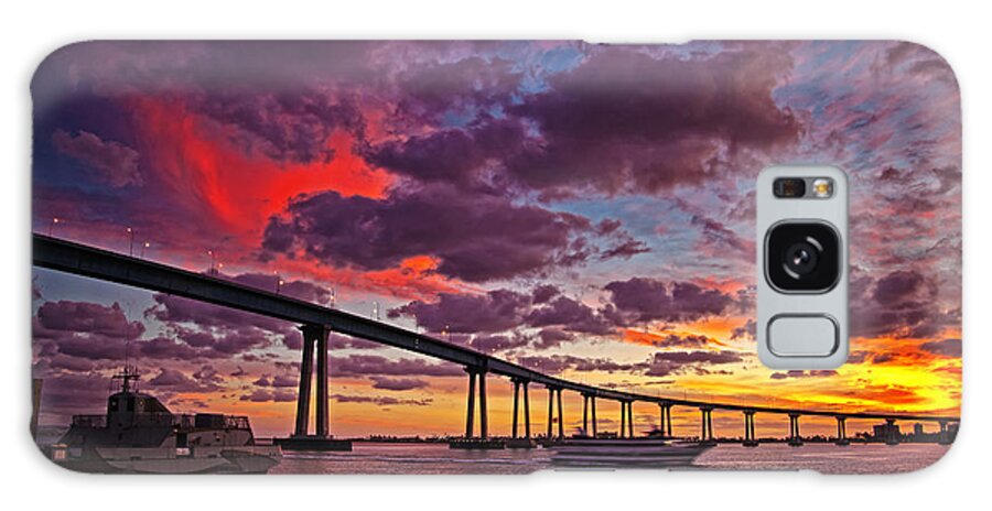 Coronado Bridge Galaxy Case featuring the photograph Sunset Crossing at the Coronado Bridge by Sam Antonio