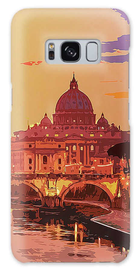 Italy Galaxy S8 Case featuring the painting Sunset on Rome the Eternal City by AM FineArtPrints
