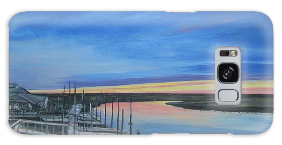 Painting Galaxy Case featuring the painting Sunset On The Docks by Paula Pagliughi