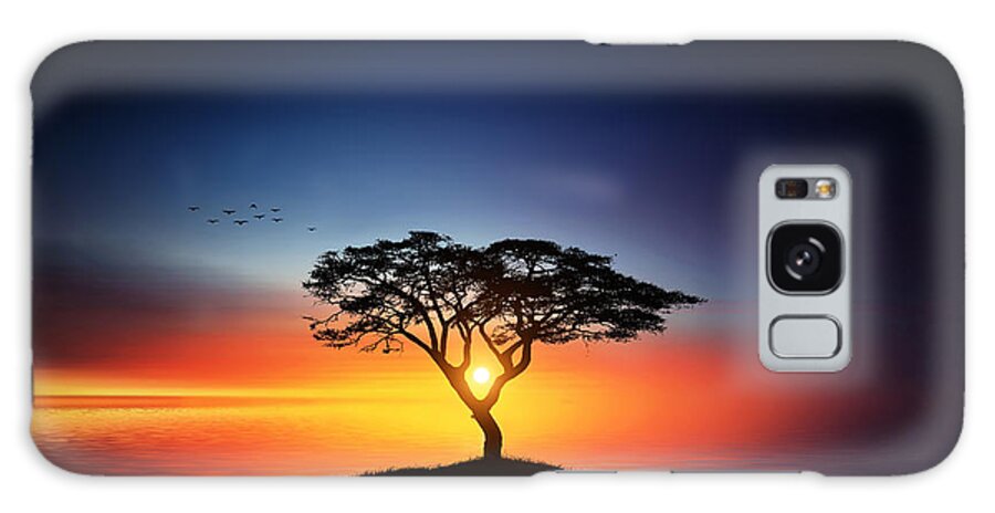 Sunlight Galaxy Case featuring the photograph Sunset on the tree by Bess Hamiti