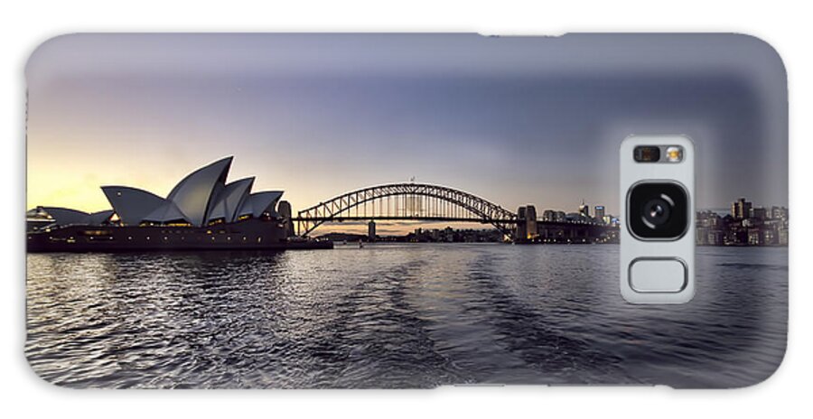 Sunset Galaxy S8 Case featuring the photograph Sunset over Sydney Harbor Bridge and Sydney Opera House by Douglas Barnard