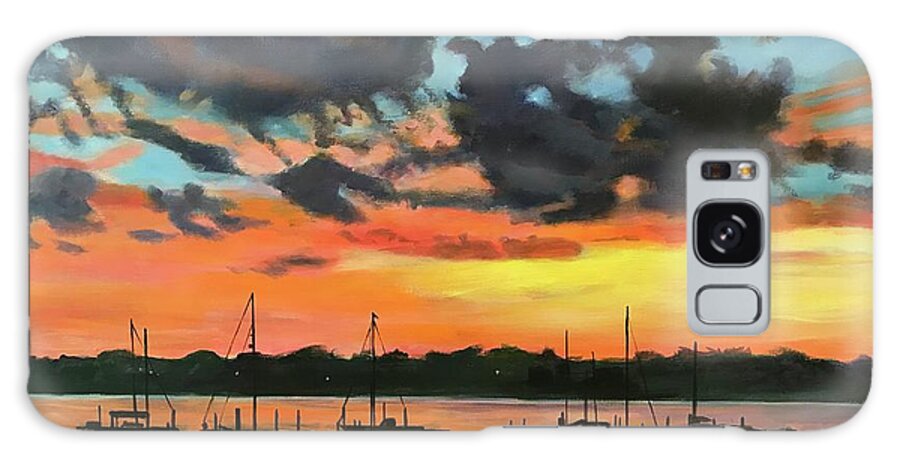 Sunset Galaxy Case featuring the painting Sunset over the marina by Gloria Smith