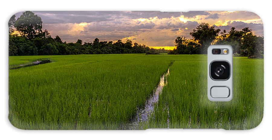 Cambodia Galaxy Case featuring the photograph Sunset Rice Fields in Cambodia by Mike Reid
