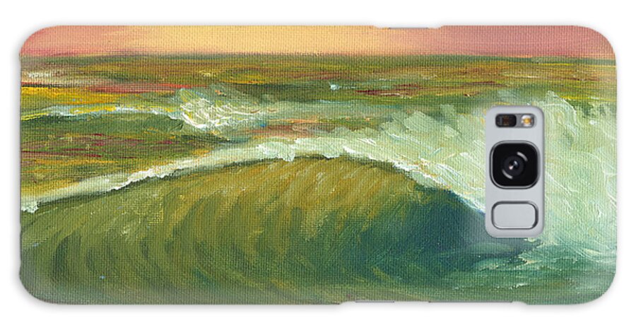 Surf Galaxy S8 Case featuring the painting Sunset Surf by Adam Johnson