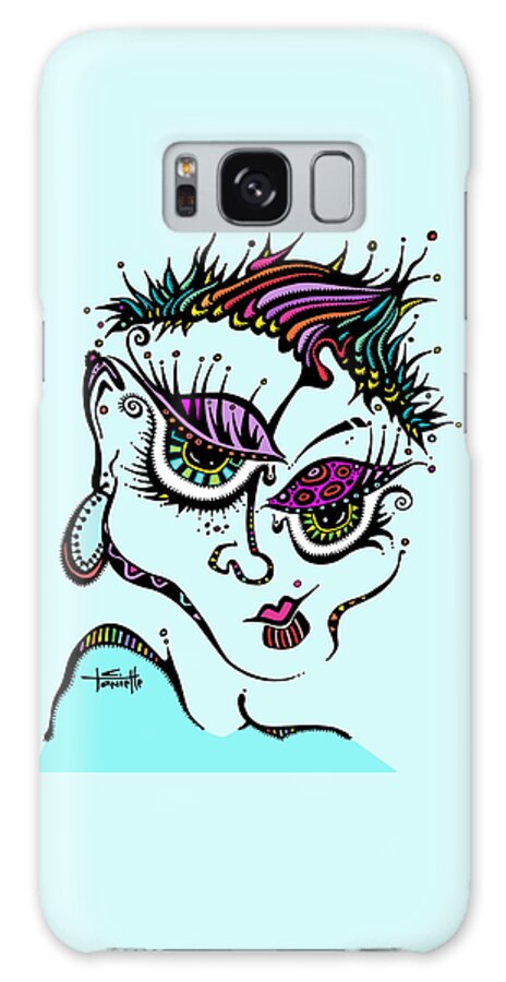 Color Added To Black And White Drawing Of Woman Galaxy Case featuring the digital art Superfly by Tanielle Childers