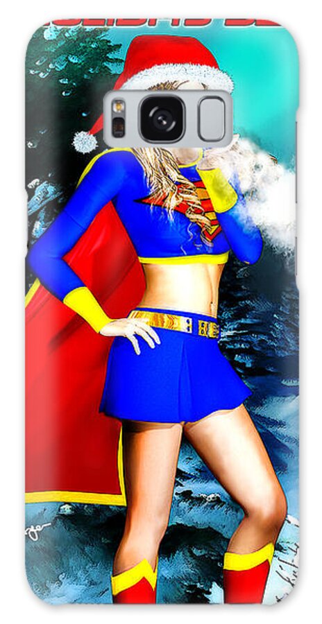 Supergirl Galaxy Case featuring the digital art Supergirl Holiday Greeting Card by Alicia Hollinger