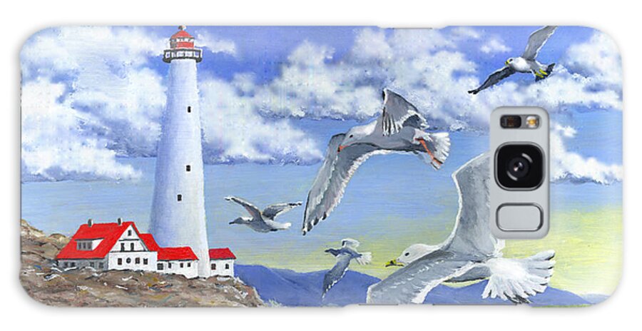 Lighthouse Galaxy Case featuring the painting Surf And Turf by Richard De Wolfe