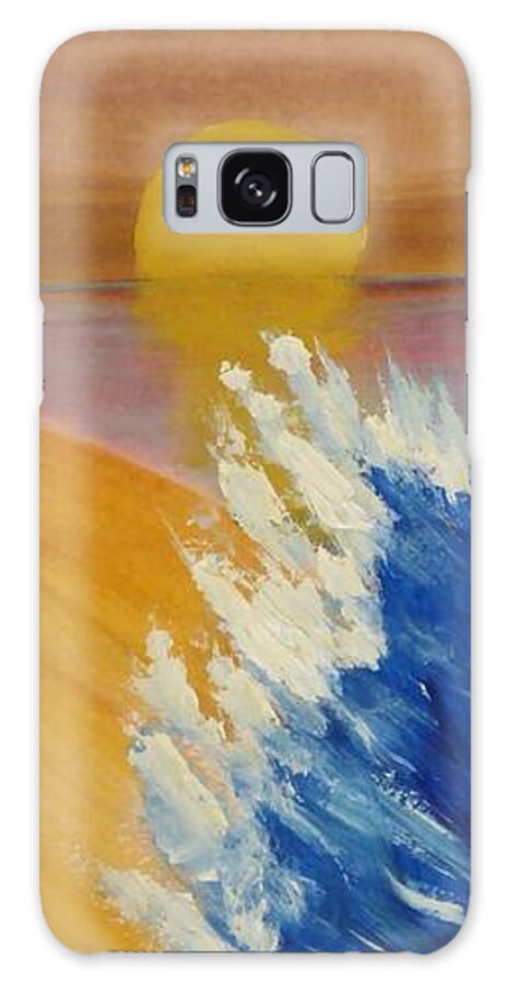 Landscape Galaxy Case featuring the painting Surf at Sunset by Sharon Williams Eng