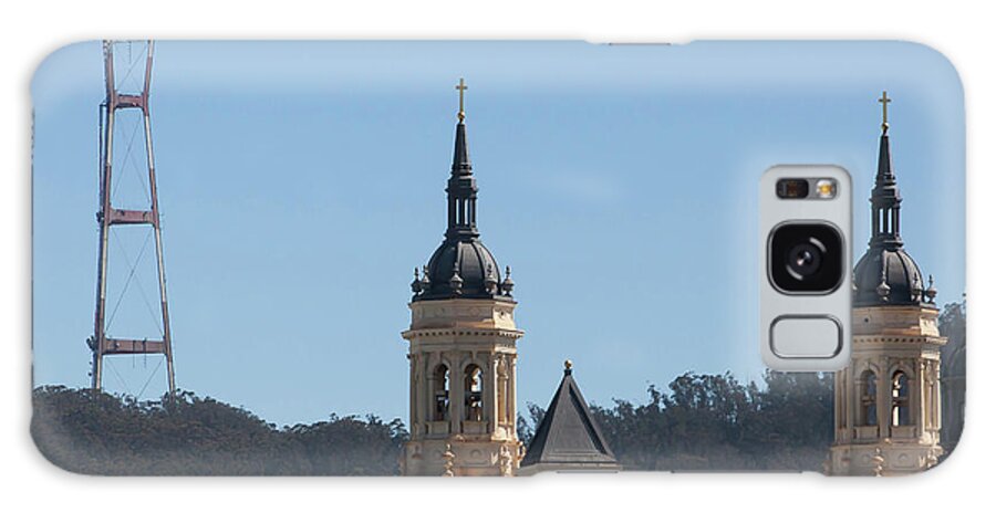 Wingsdomain Galaxy Case featuring the photograph Sutro Tower and St Ignatius Church San Francisco California 5d3268 square by San Francisco